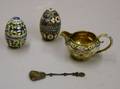 Three Russian Silver Enamel Tablewares