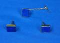 Pair of 18kt Gold and Lapis Square Cuff Links and Matching Tie Tack