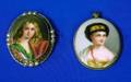 Two Gold Framed Painted Porcelain Plaques Mounted as a Pendant and Brooch