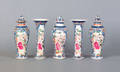 Chinese export porcelain five piece mantle garniture ca 1790
