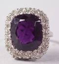 14kt White Gold Diamond and Amethyst Ring