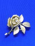 14kt Gold Rose Stem Brooch with Diamond Highlights