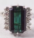 18kt White Gold Diamond and Green Tourmaline Ring