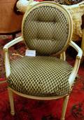 Pair of Louis XVI Style Upholstered and Painted Armchairs