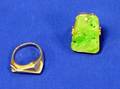 14kt Gold Ring and a 14kt Gold Carved Jade and Diamond Ring