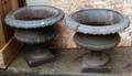 Pair of Black Painted Cast Iron Garden Urns