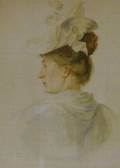 Framed Late 19th Century Watercolor Portrait of a Lady