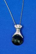 Onyx Emerald Platinum and Diamond Pendant Necklace
