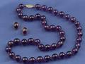 Amethyst Bead Necklace and Earclips