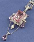 18kt White Gold Pink Topaz and Diamond Pendant Necklace