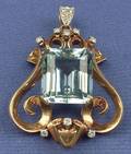 Retro Aquamarine and Diamond Pendant