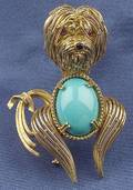 18kt Gold Turquoise and Gemset Terrier Brooch