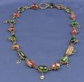18kt Gold Pink and Green Tourmaline Necklace Sharon Blue Jacket Santa Fe