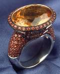 18kt White GoldCitrine and Orange Garnet Ring