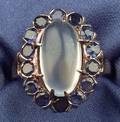 14kt Gold Moonstone and Sapphire Ring