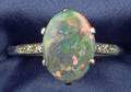 Art Deco Black Opal and Diamond Ring