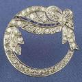 Art Deco Platinum Sapphire and Diamond Circle Brooch