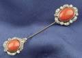 Art Deco Platinum Coral and Diamond Jabot