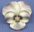 Art Nouveau 14kt Gold Enamel and Diamond Pansy Brooch