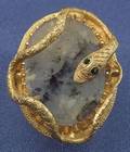 Antique 14kt Gold Dendritic Agate and Gemset Serpent Brooch