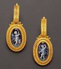 Antique 18kt Gold and Enamel Earpendants