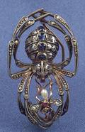 Antique Diamond and Gemset Insect Brooch
