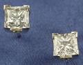 14kt White Gold and Princesscut Diamond Stud Earrings