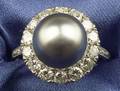 Platinum Tahitian Pearl and Diamond Ring