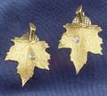 14kt Gold and Diamond Leaf Earclips