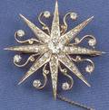Antique 14kt Gold and Diamond Starburst PendantBrooch Krementz  Co