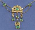 Antique 18kt Gold Emerald and Seed Pearl Necklace