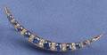 Antique 14kt Gold Sapphire and Diamond Crescent Brooch
