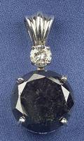 14kt White Gold Black Diamond and Diamond Pendant