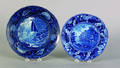 Historical blue Staffordshire soup bowl and plate 19th c