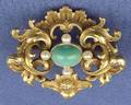 Art Nouveau 14kt Gold Turquoise and Seed Pearl Watch Pin
