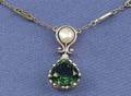 Tourmaline Pearl and Diamond Pendant