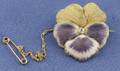 Art Nouveau 14kt Gold and Enamel Pansy Pin