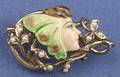 Art Nouveau 14kt Gold Enamel and Seed Pearl Brooch