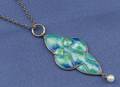Arts  Crafts Enamel and Seed Pearl Pendant