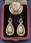 Antique 18kt Gold and Painted Porcelain Demiparure