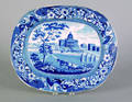 Historical blue Staffordshire platter 19th c