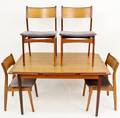 Scandinavian Modern Refractory Teak Table  Chairs