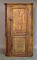 Pine one piece corner cupboard