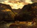 Attributed to Pierre Etienne Theodore Rousseau French 18121867 Sunset Landscape