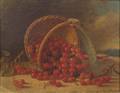 American School 19th Century Still Life with a Basket of Cherries