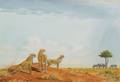 Continental School 20th Century Cheetahs on the Plains