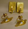 Two Pairs of Brass SingleLight Wall Sconces