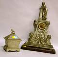 Classicalstyle White Metal Mantel Garniture and a Small Lidded Box