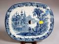Oval Blue and White Transfer Decorated Pierced Staffordshire Insert