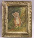 Framed Oil Portrait of a Tiger Cub